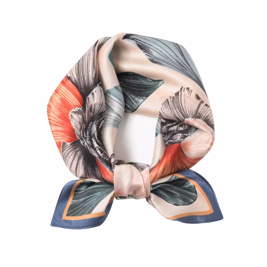 Fashion Silk Scarf for Women Floral Print Satin Hijab Scarfs Female 90*90cm Kerchief Square Shawls Hair Head Scarves for Ladies