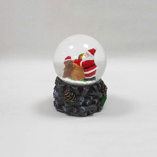 Série de globo de neve de Papai Noel de Natal de resina personalizada para presente de decoração de mesa interna